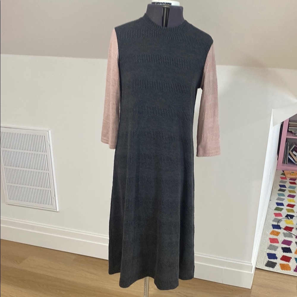 Deep grey and Pink Knit Dress